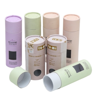 Tubo de papel cosmético OEM com janela para embalagem de sais de banho Cilindro de papel para cuidados pessoais