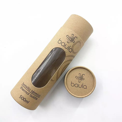 Tubo de papel Kraft impresso com janela para embalagem de copo de garrafa de vinho