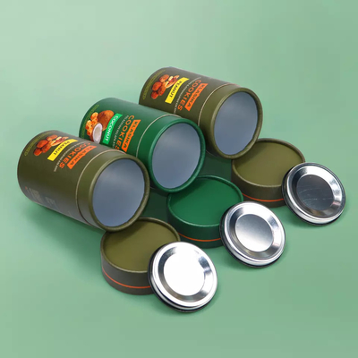 Recipiente de pó de papelão redondo ecologicamente correto para biscoitos em grão de café tubo de papel alimentar com tampa de metal