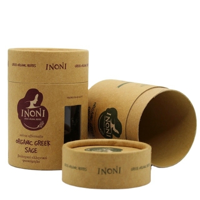 Embalagem cosmética de papel kraft para tubo redondo de ervas orgânicas de óleo essencial de CBD