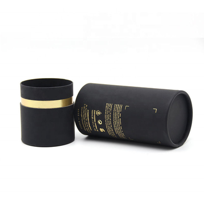 Recipiente redondo bronzeador para embalagem de tubo de perfume de papelão preto para frascos de cosméticos