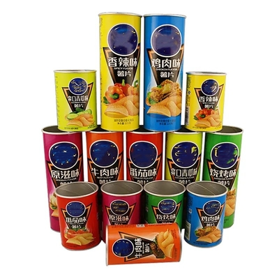Tubo de papel personalizado embalagem de alimentos folha de alumínio em linha recipiente de salgadinhos de batata