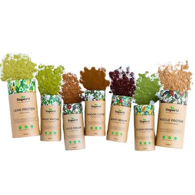 Embalagem de superalimento em pó biodegradável 100% hermético de grau alimentício