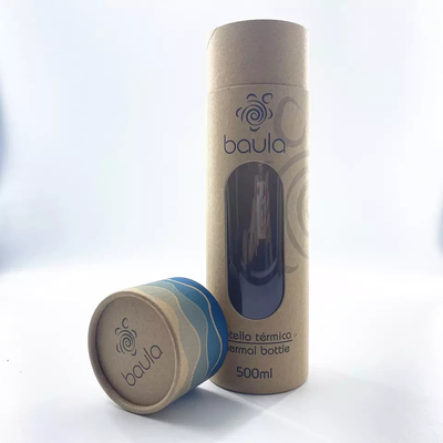 Tubo de papel Kraft impresso com janela para embalagem de copo de garrafa de vinho