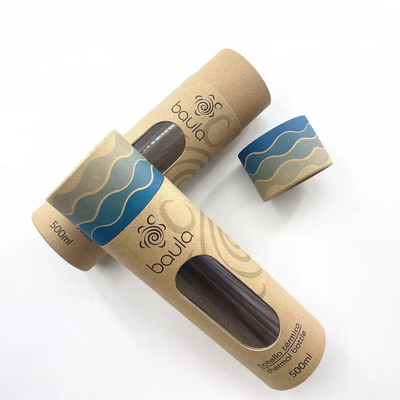 Tubo de papel Kraft impresso com janela para embalagem de copo de garrafa de vinho