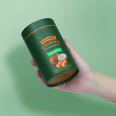 Recipiente de pó de papelão redondo ecologicamente correto para biscoitos em grão de café tubo de papel alimentar com tampa de metal