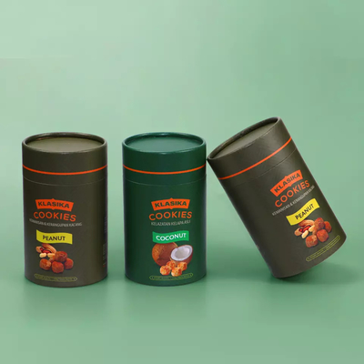 Recipiente de pó de papelão redondo ecologicamente correto para biscoitos em grão de café tubo de papel alimentar com tampa de metal