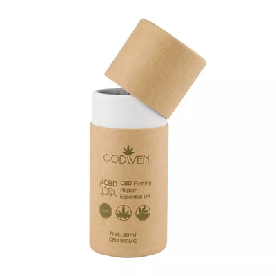 Embalagem de tubo de papel artesanal de óleo essencial de CBD personalizado Embalagem de tubo de papel redondo cosmético