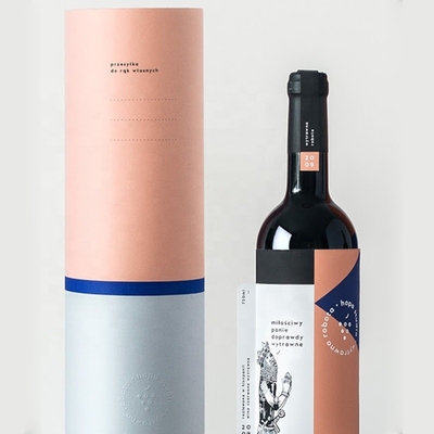 Caixa de apresentação da garrafa de vinho de CMYK, caixas do vinho do cartão do cilindro