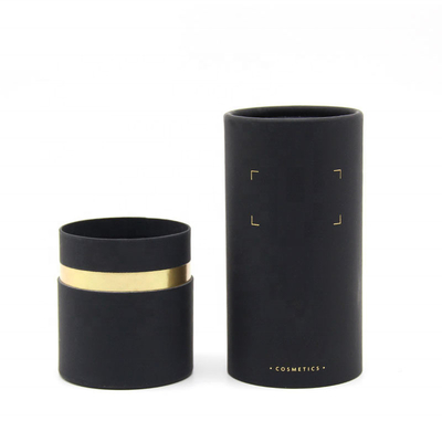 Recipiente redondo bronzeador para embalagem de tubo de perfume de papelão preto para frascos de cosméticos